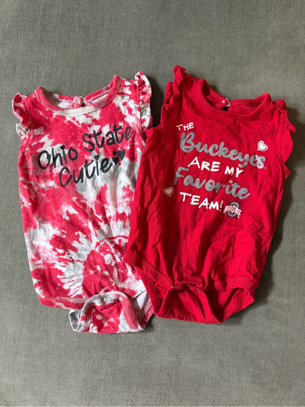 Colosseum Red & White Tie-Dye Ohio State Cutie One-Piece Bodysuit Set
